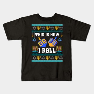 Hanukkah How I Roll Dreidel Kids T-Shirt